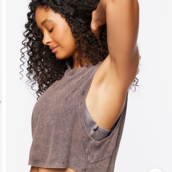 FOREVER 21 Dark Brown Sleeveless Cotton Boxy Crop Tank Top Size Small S - Picture 2 of 10